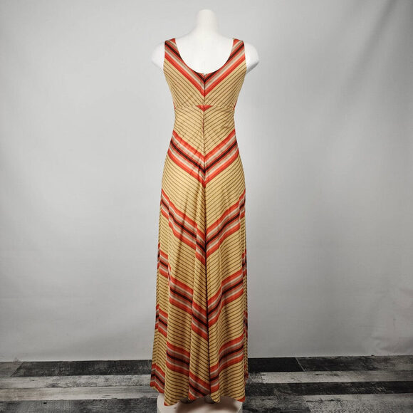 Vintage Nu Mode Red & Brown Maxi Dress Size S - Picture 7 of 10